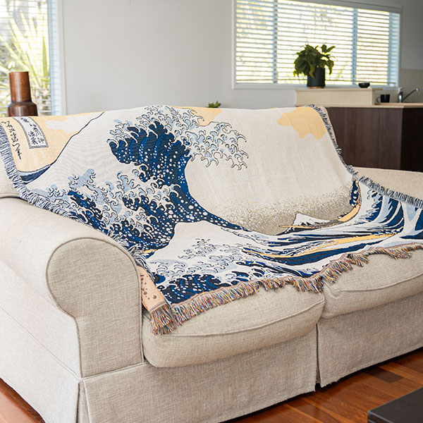 Great wave kanagawa throw rug